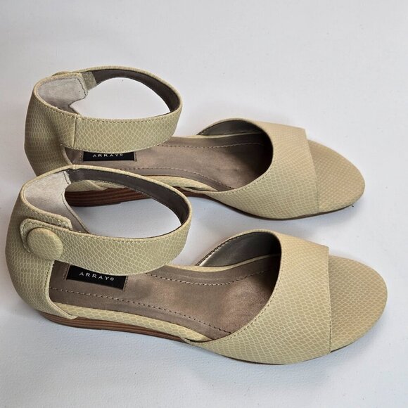 Array Havana Taupe Snake Print Ankle Strap Low Wedge Sandals Sz 9 - Picture 3 of 11